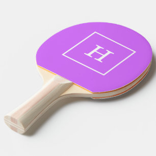Lilac Lila White Gerahmt Initial Monogram Tischtennis Schläger