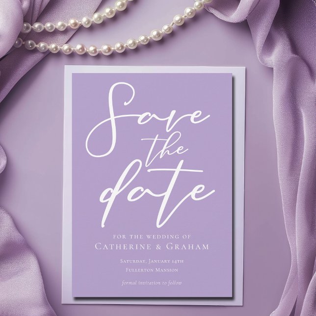 Lilac Lila White Typografy Save The Date (Von Creator hochgeladen)