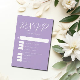 Lilac Lila White Vertical Wedding RSVP Karte