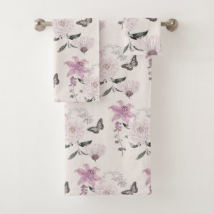 Lilac Lilies Elegantes Botanisches Badetücher Set