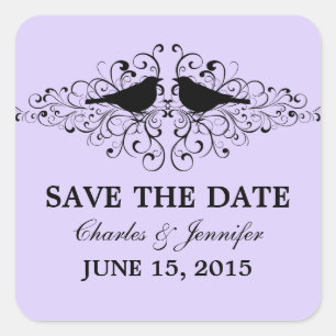 Lilac Love Bird Wirbel Save the Date Stickers