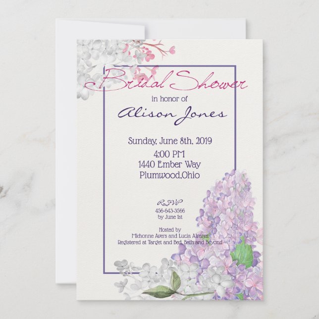 Lilac Loveliness Brautparty Einladung (Vorderseite)