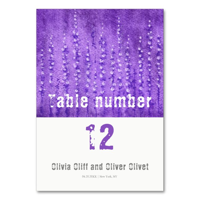 Lilac Lupines Wedding Tischnummer (Vorderseite)