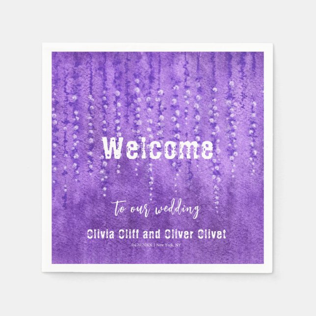 Lilac Lupines Wedding Welcome Serviette (Vorderseite)