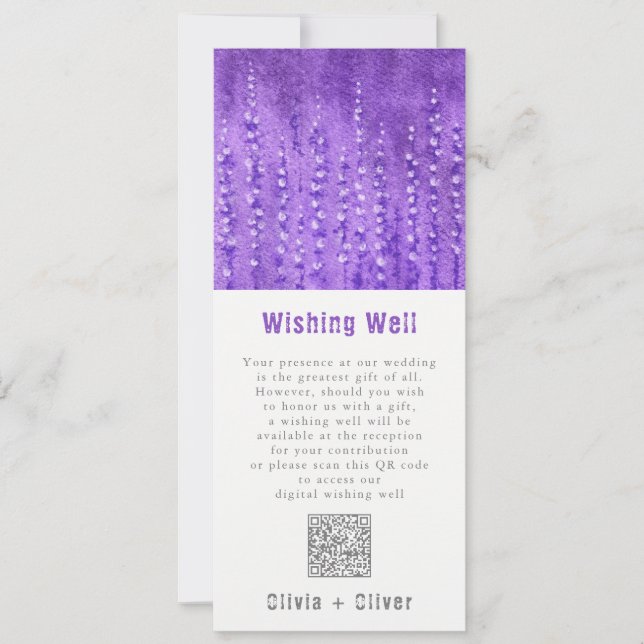 Lilac Lupines Wedding Wishing Well QR Code Einladung (Vorderseite)