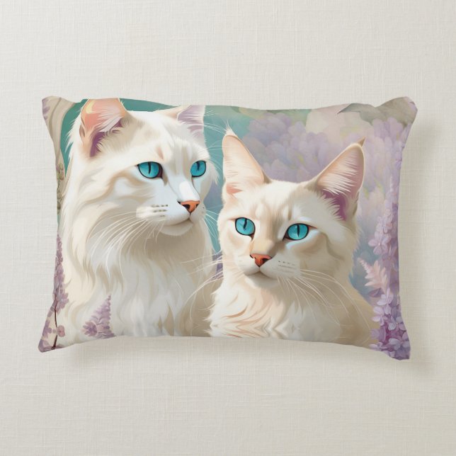 Lilac Lynx Point Siamese Portrait Art Dekokissen (Rückseite)