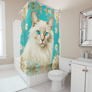 Lilac Lynx Point Siamese Portrait Art Duschvorhang
