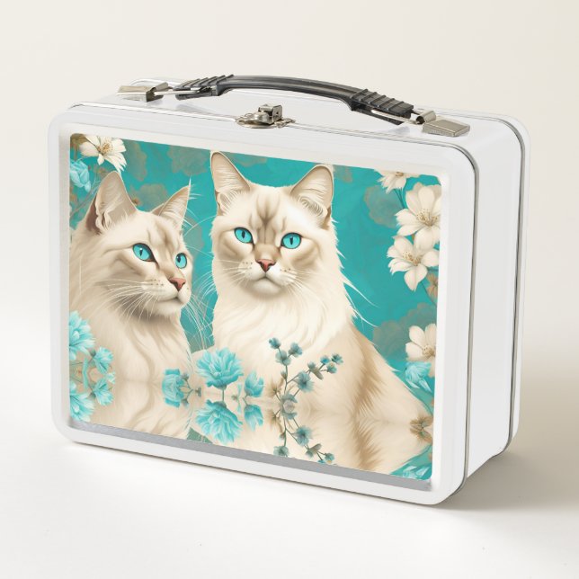 Lilac Lynx Point Siamese Portrait Art Metall Brotdose (Vorderseite)