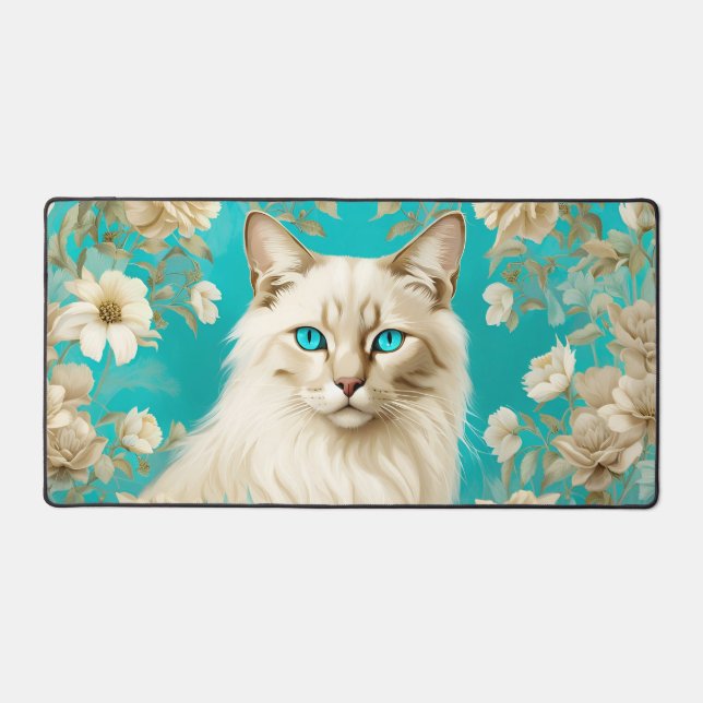 Lilac Lynx Point Siamese Portrait Art Schreibtischunterlage (Vorderseite)