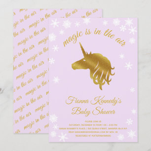 Lilac Magical Unicorn Winter Baby Shower Einladung