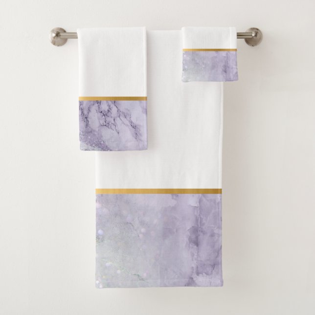 LILAC MARBLE GOLD BADEZIMMER TOWEL SET (Insitu)