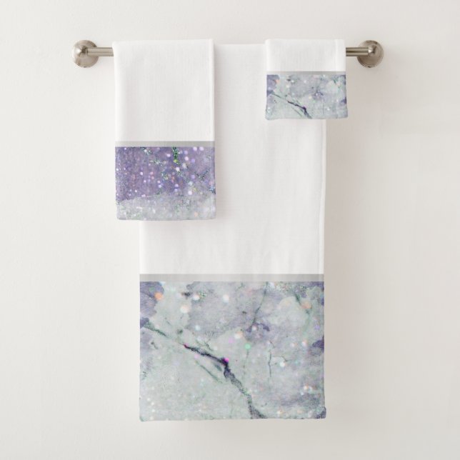 LILAC MARBLE SILVER 2 BADEZIMMER TOWEL SET (Insitu)