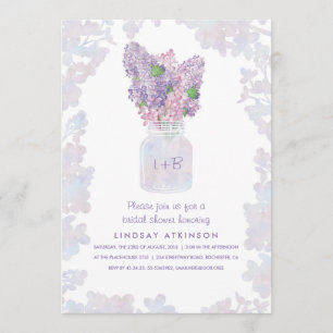 Lilac Mason Jar   Aquarellfarbenes Brautparty Einladung