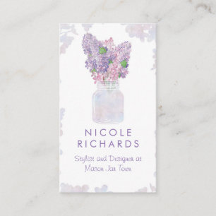 Lilac Mason Jar Bouquet Floral Wasserfarbener Wass Visitenkarte