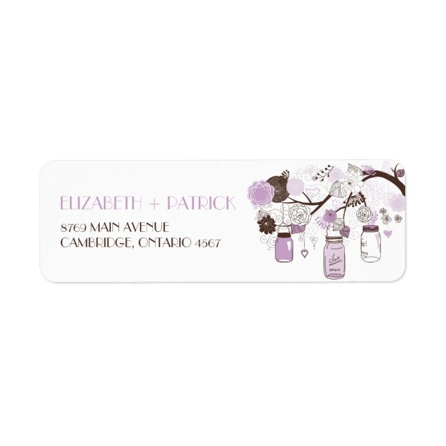 Lilac Mason Jars Floral Wedding Address Label (Vorne)