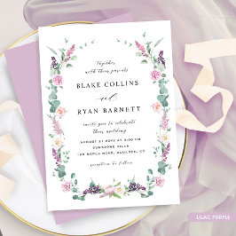 Lilac, Mauve Lila Pastel Delikate Blumenhochzeit Einladung