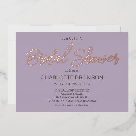 Lilac Minimalistisch Script Brautparty Rose Gold Folieneinladung