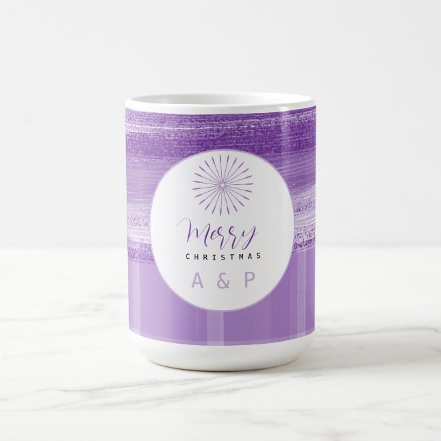 Lilac Modern Kariert Monogram Kaffeetasse (Mittel)