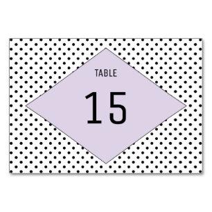 Lilac Modern Polka Dots Table Card Tischnummer