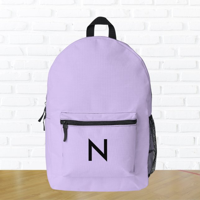 Lilac Monogram Elegant Hübsch Modern Chic Trendy Bedruckter Rucksack (A cool rucksack in a lavender shade, to personalize with an initial as a stylish monogram)