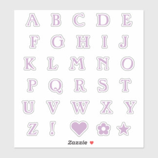 Lilac Monogram Text Letters Alphabet Heart Star Aufkleber