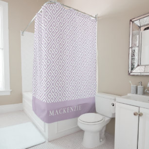 Lilac-Monogramm für Lila und weiße griechische Sch Duschvorhang