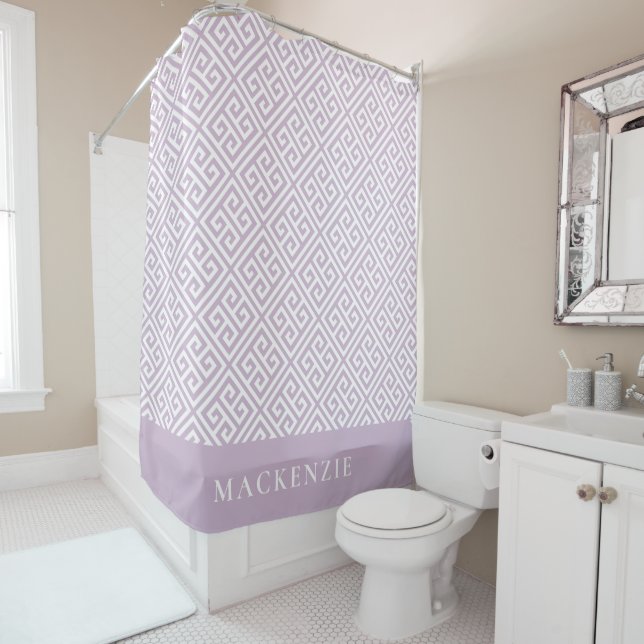 Lilac-Monogramm für Lila und weiße griechische Sch Duschvorhang (Beispiel)