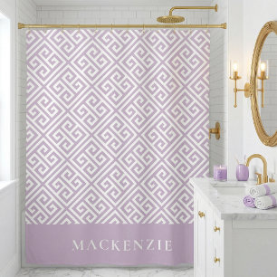 Lilac-Monogramm für Lila und weiße griechische Sch Duschvorhang