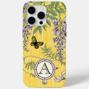 Lilac-Monogramm-Vintag-Gelbflorentelefon Case-Mate iPhone Hülle