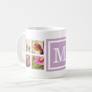 Lilac Monogramme Instagram Photo Collage Mug