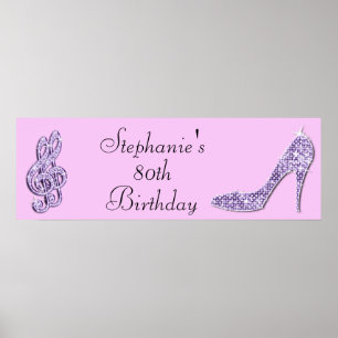 Lilac Musiknote und Stiletto 80. Geburtstag Poster
