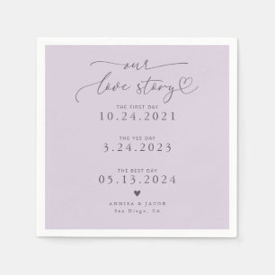 Lilac Our Liebe Story Elegantes Script Wedding Nap Serviette