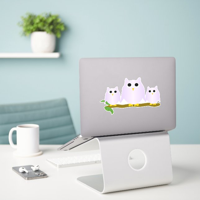 Lilac Owls Design Aufkleber (Laptop auf Schreibtisch)