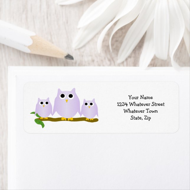 Lilac Owls Design Return Address (Insitu)