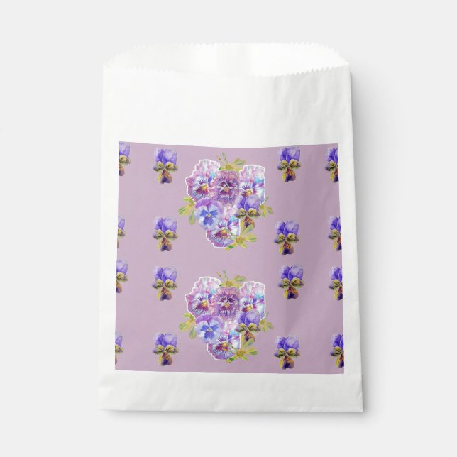 Lilac Pansy Purple Blumen Blumenkästen Gastgeschen Geschenktütchen (Vorderseite)