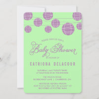 Lilac Paper Lanterns Green Baby shower Invitation