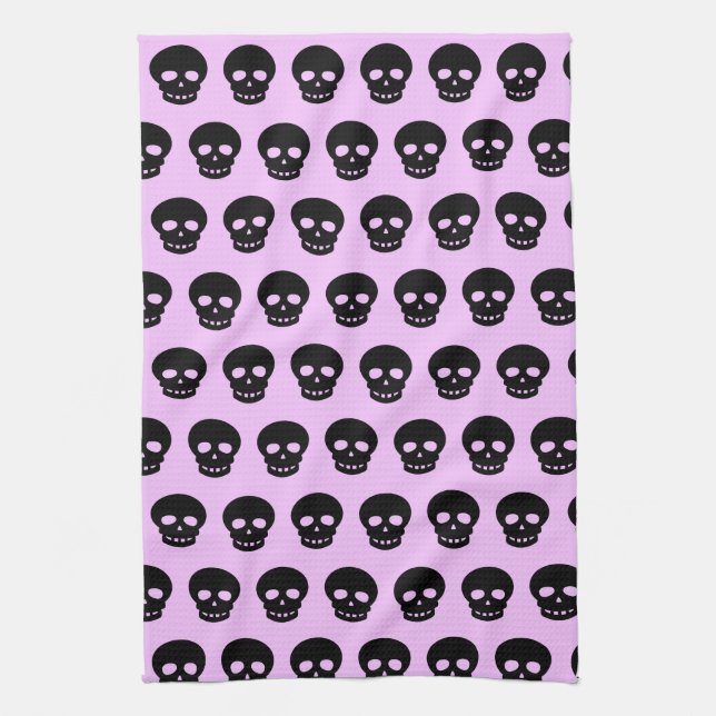 Lilac Pastel Goth Skulls Küchentuch (Vertikal)