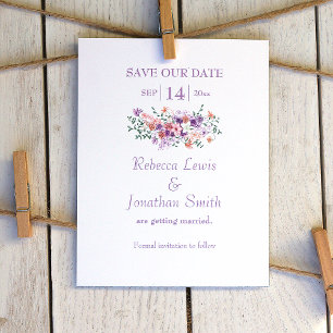Lilac & Peach Bouquet Wedding Save the Date Einladung
