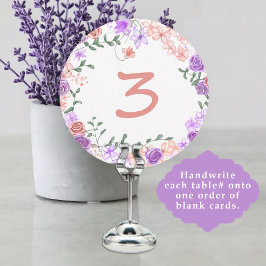Lilac & Peach Floral Wedding Tischnummer Sign