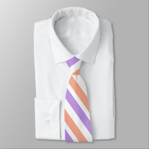 Lilac Peach White Diagonal Streifen Krawatte