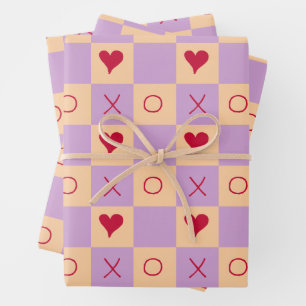 Lilac Peach XO Herz geprüft Geschenkpapier Set