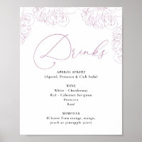 Lilac Peonies Floral Brautparty Drinks Menü