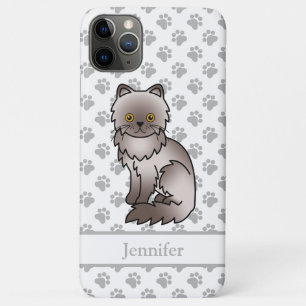 Lilac Persian Niedlich Cartoon Cat & Name Case-Mate iPhone Hülle
