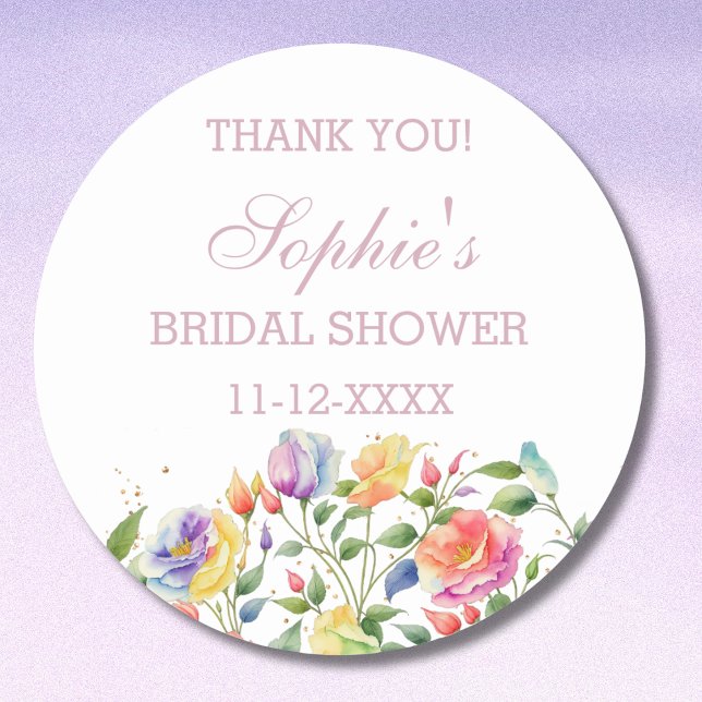 Lilac Pink Bright Rose Brautparty Vielen Dank Runder Aufkleber (Von Creator hochgeladen)
