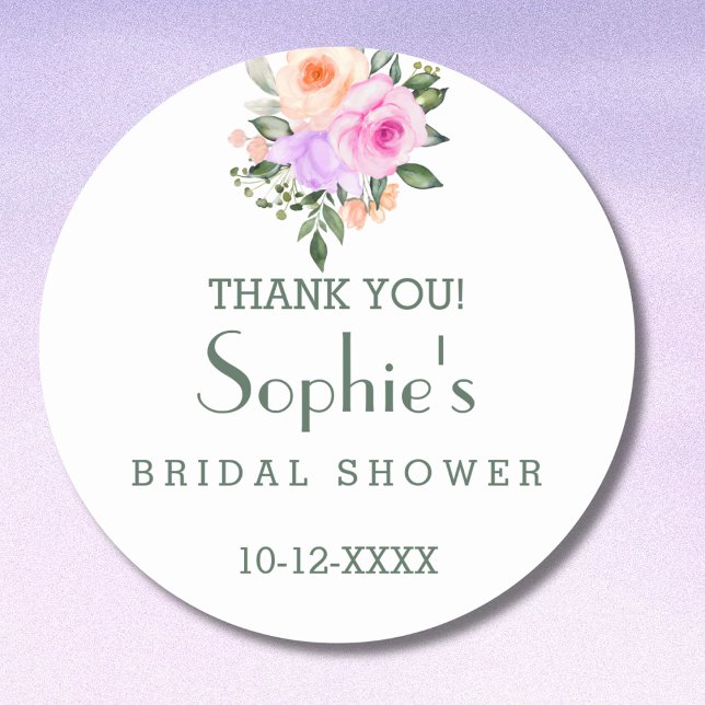 Lilac Pink Bright Rose Brautparty Vielen Dank Runder Aufkleber (Von Creator hochgeladen)
