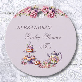 Lilac Pink Floral Tea Baby Dusche Vielen Dank Geschenkanhänger