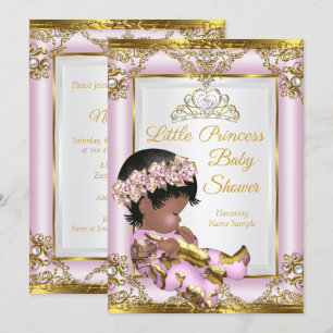 Lilac Pink Gold Princess Baby Dusche Ethnisch Einladung