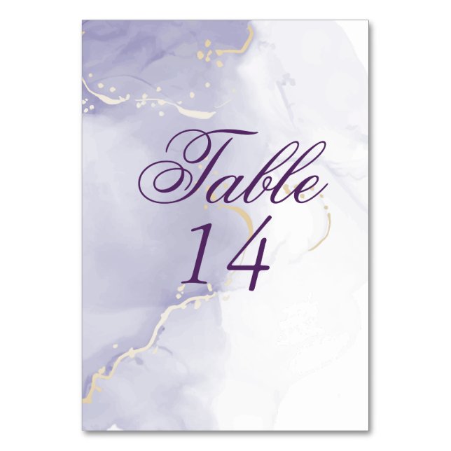 Lilac Plum Lila Watercolor Splash Tischnummer (Vorderseite)
