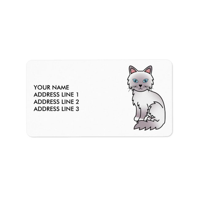 Lilac Point Birman / Ragdoll Cat & Custom Text Adressaufkleber (Vorne)