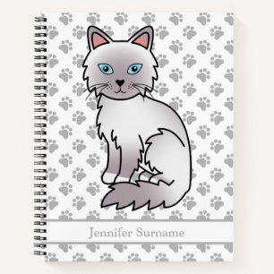 Lilac Point Birman / Ragdoll Cat & Custom Text Notizbuch